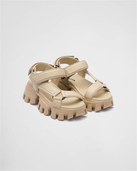 prada leather platform lug-sole sandals|prada nappa sandals.